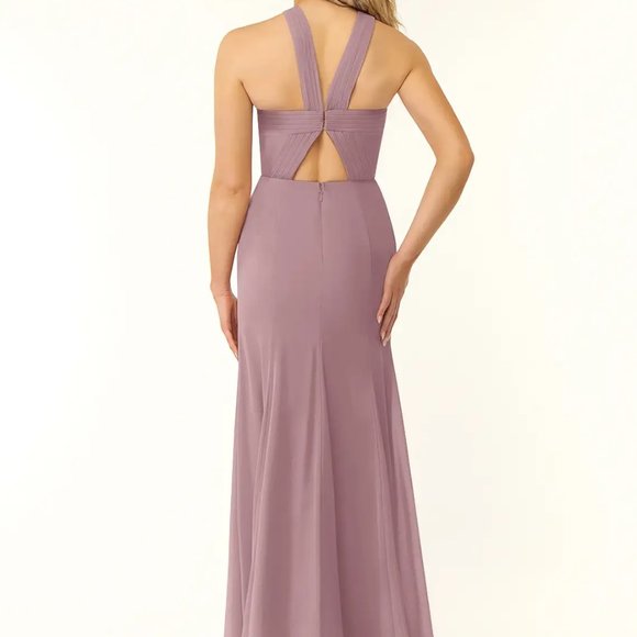 Azazie Rue A-L Halter Thigh High Slit Formal Dress Size CUSTOM - Picture 4 of 8